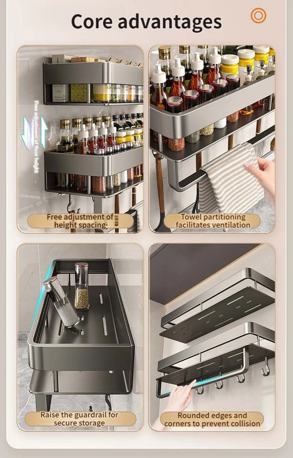 QuickHold Kitchen Bathroom Wall Organizer Rack
