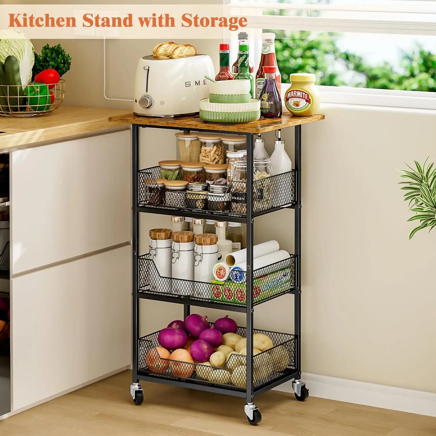 SwiftShelf Mobile Microwave Cart Organizer