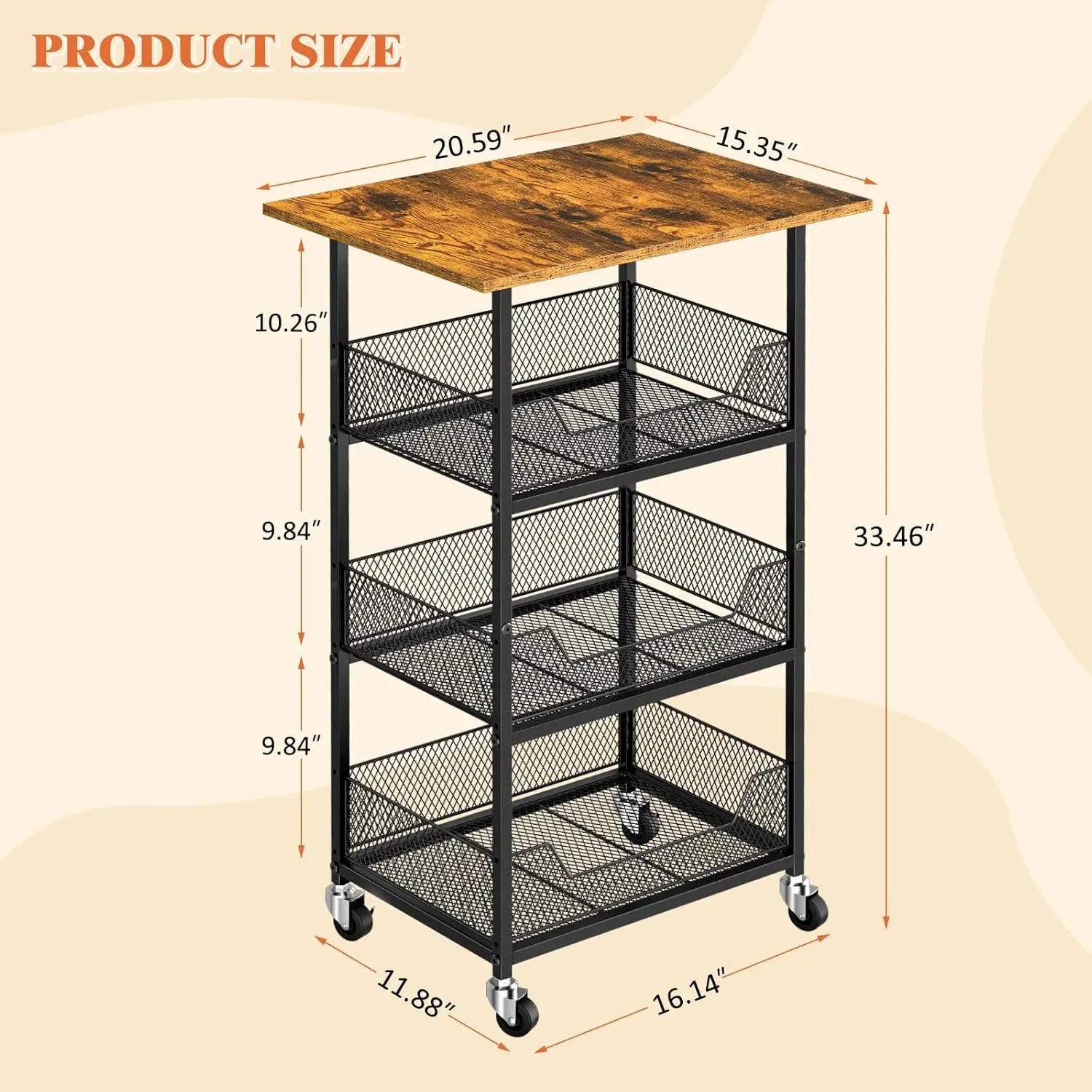 SwiftShelf Mobile Microwave Cart Organizer