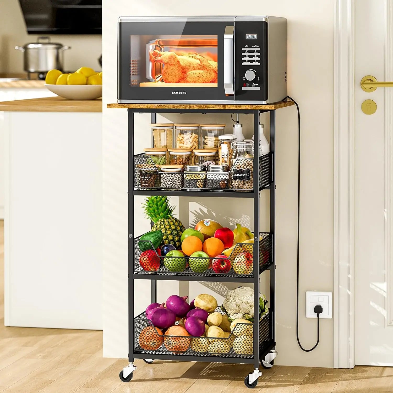 SwiftShelf Mobile Microwave Cart Organizer